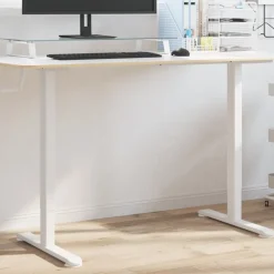 Kantoormeubelen*vidaXL Zit-sta bureauframe (94-135)x60x(70-114) cm staal Wit
