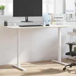Kantoormeubelen*vidaXL Zit-sta bureauframe (94-135)x60x(70-114) cm staal Wit