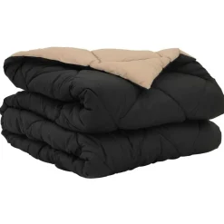 Linnengoed*vidaXL Zomerdekbed 200 x 135 cm Microfiber Zwart en taupe