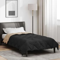 Linnengoed*vidaXL Zomerdekbed 200 x 135 cm Microfiber Zwart en taupe