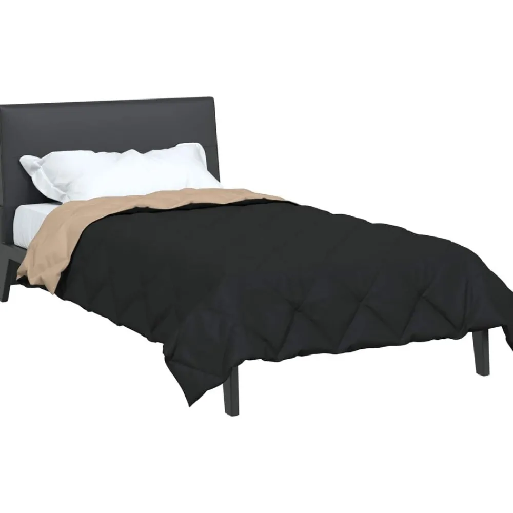 Linnengoed*vidaXL Zomerdekbed 200 x 135 cm Microfiber Zwart en taupe