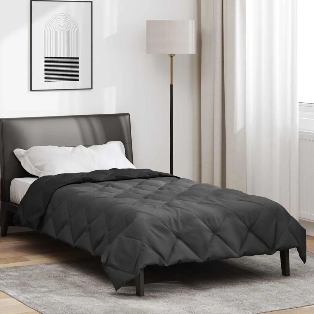 Linnengoed*vidaXL Zomerdekbed Zwart en Anthraciet 200 x 135 cm Microfiber Zwart en antraciet