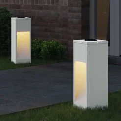 Zonne LED Padverlichting 2 pcs Koudgewalst staal><noscript><img width=
