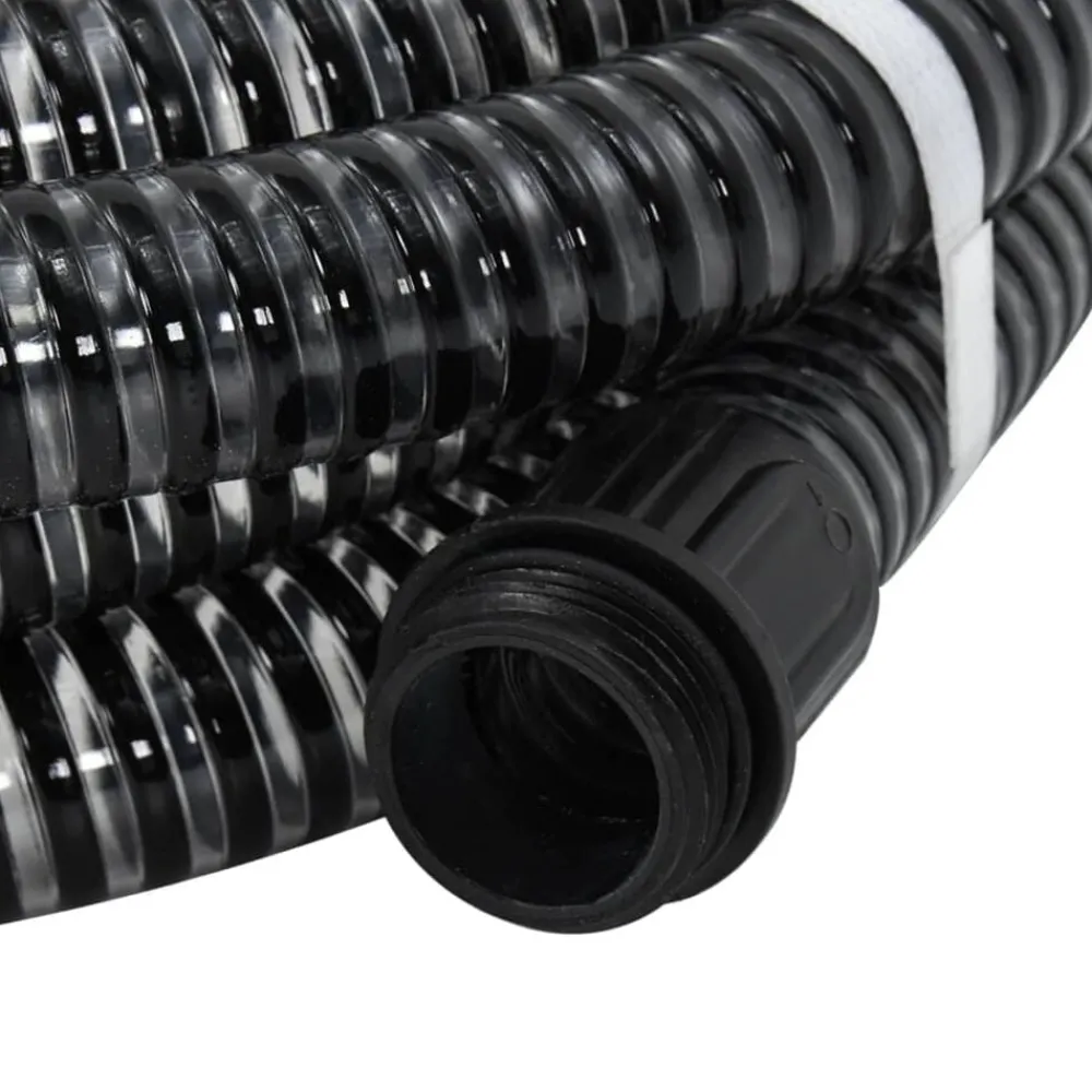 Tuin & Gazon*vidaXL Zuigslang met messing koppelingen 1,1'' 3 m PVC Zwart