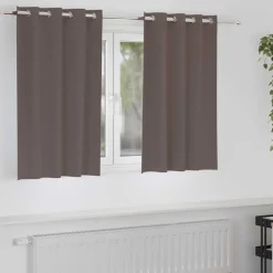 Woon- & Tuinaccessoires*vidaXL Zwart-out Gordijnen met Ringen 2 pcs 140 x 140 cm Donkerbruin