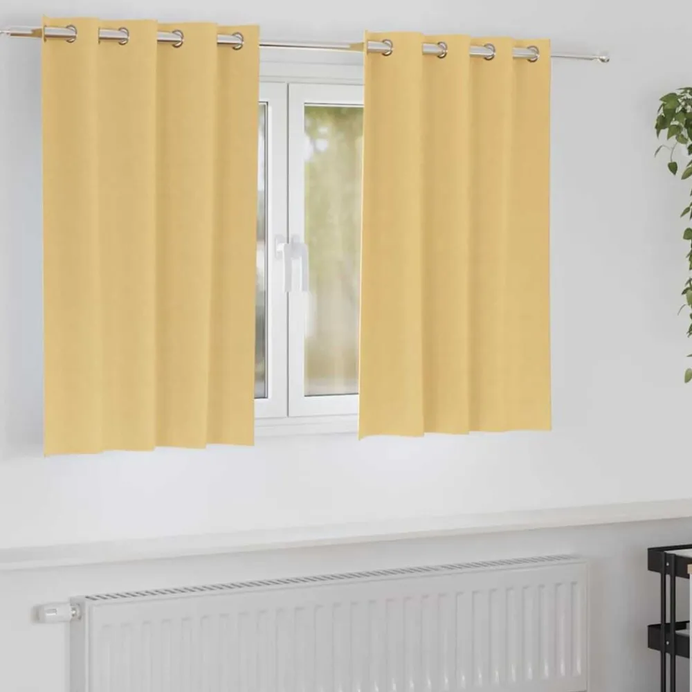 Woon- & Tuinaccessoires*vidaXL Zwart-out Gordijnen met Ringen 2 pcs 140 x 140 cm Beige
