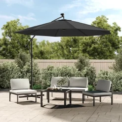 Zweefparasol met LED-verlichting stalen paal 300 cm>vidaXL