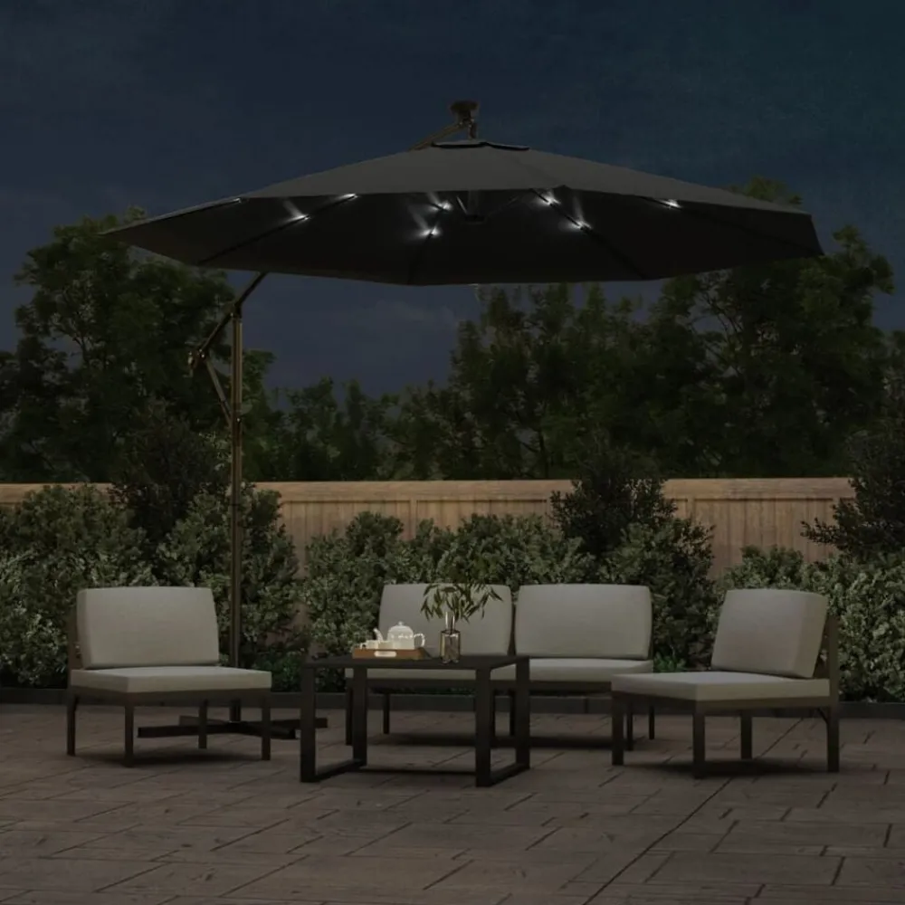 Zweefparasol met LED-verlichting stalen paal 300 cm>vidaXL