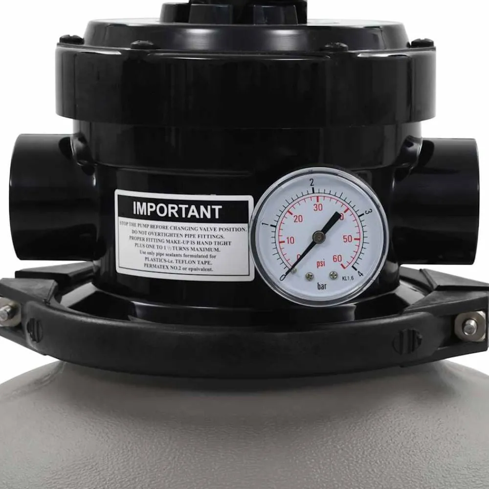 Zwembadzandfilter met 4-positie ventiel 350 mm grijs>vidaXL Sale