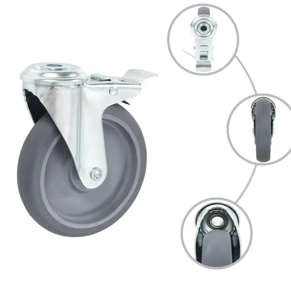 Materiaalbehandeling*vidaXL Zwenkwielen met boutgaten en dubbele remmen 4 st 125 mm