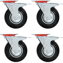 Zwenkwielen met dubbele remmen 4 st 125 mm>vidaXL New