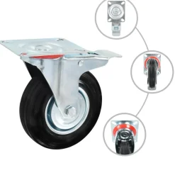 Zwenkwielen met dubbele remmen 4 st 125 mm>vidaXL New
