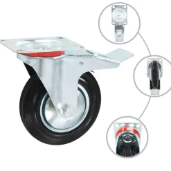 Zwenkwielen met dubbele remmen 4 st 160 mm>vidaXL New