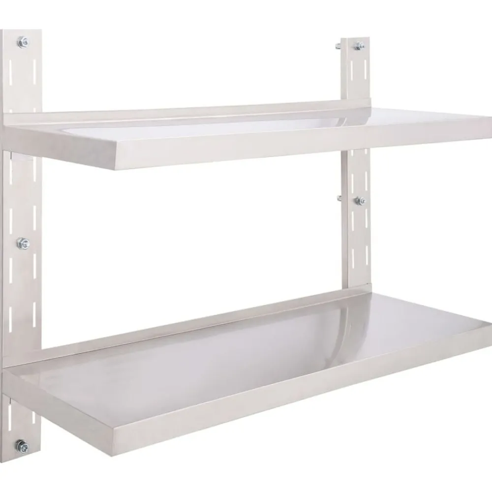 Zwevend schap 2-laags 100x30 cm roestvrij staal>vidaXL Outlet