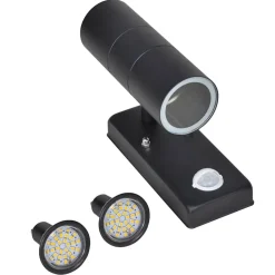 Wandlamp met sensor LED cilindervormig RVS zwart>vidaXL Online