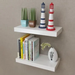 Boekenkasten & Wandplanken*vidaXL Wandplanken MDF zwevend voor boeken/dvd wit 2 st
