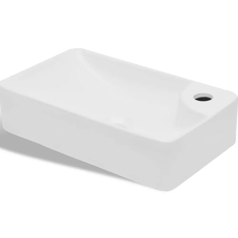 Sanitair & Loodgietersbenodigdheden*vidaXL Wasbak met kraangat, keramiek, Wit