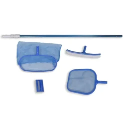 Zwembadset - 2 netten, 1 schrobber, 1 borstel + telescopische paal>vidaXL Discount